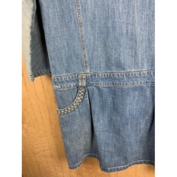 See By Chloe Size 36 Womens Denim Dress Stone Wash 3/4 Sleeve Drop Waist - Picture 2 of 4